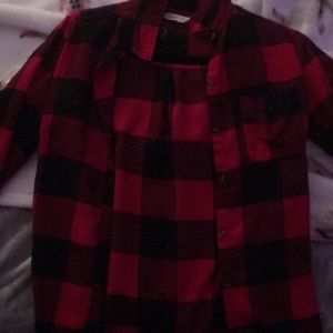 Long-sleeved Plaid pattern t-shirt